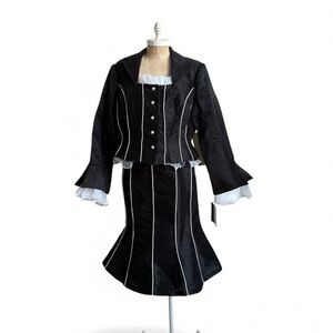 ASHRO 2 Piece Blazer & Skirt Set Black White Size 18 NWT